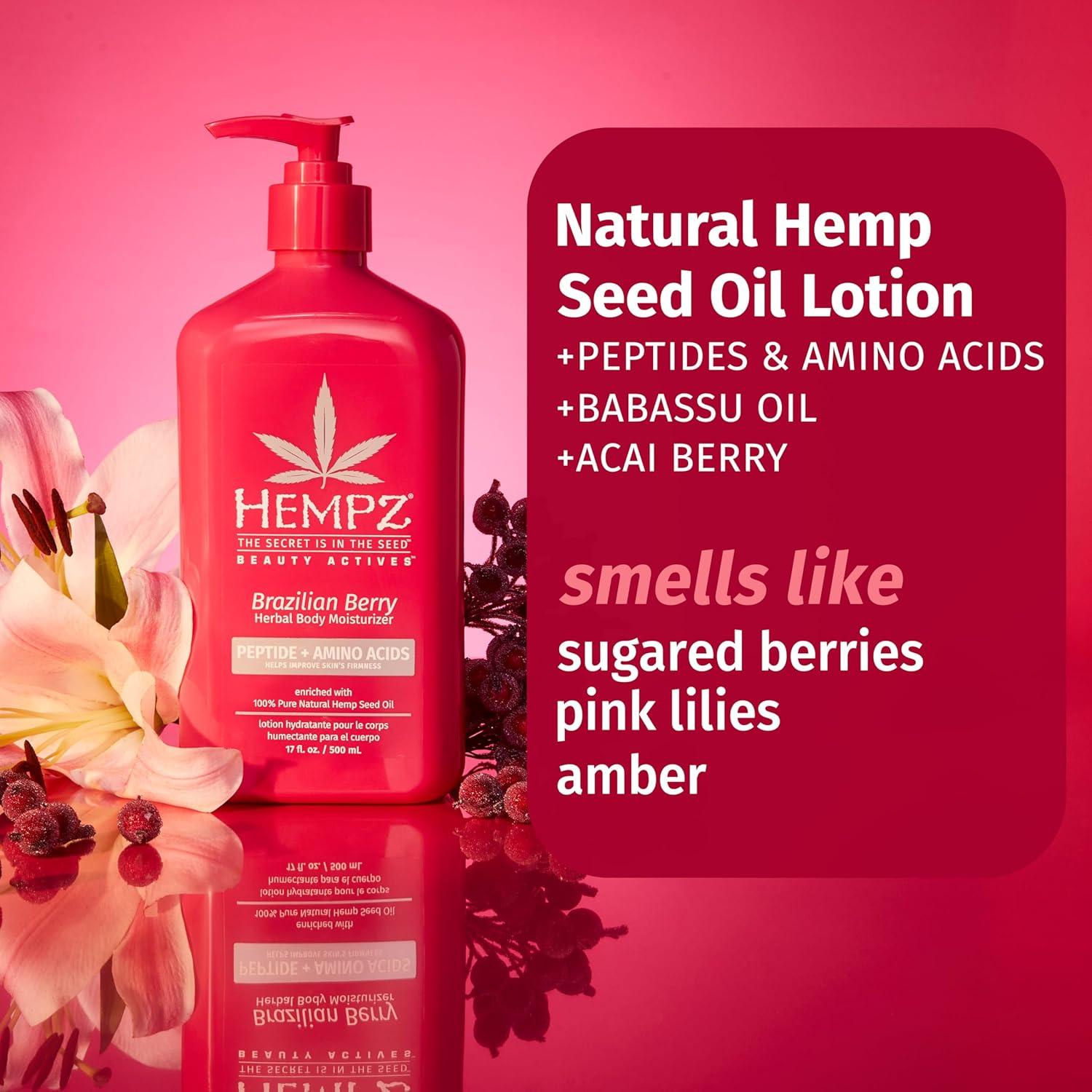 image:imageHEMPZ Sweet Almond amp KOA Body Lotion Moisturizing Hemp Seed Oil and Shea Butter Hydrating Vegan Lotion for Dry Skin 17 ozBrazilian Berry