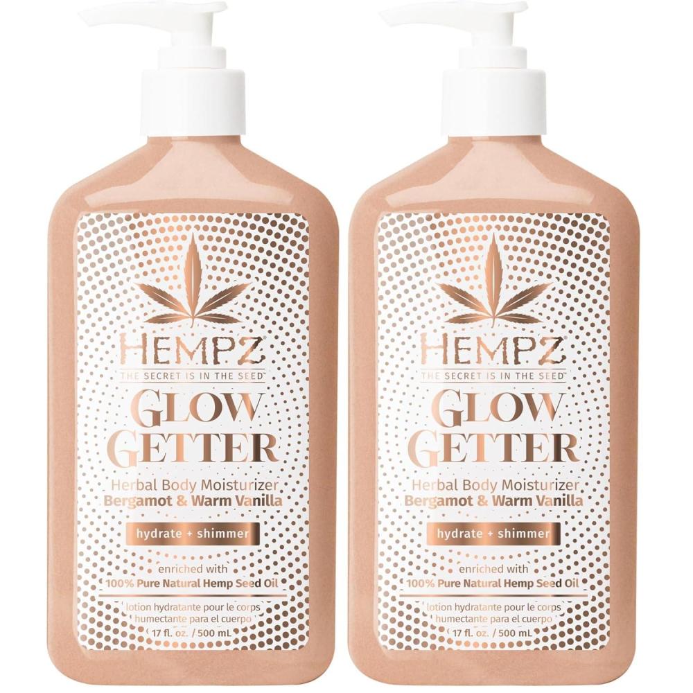 image:imageHempz Glow Getter Body Lotion Hydrating Moisturizer with Shimmer 17 oz17 Fl Oz Pack of 2