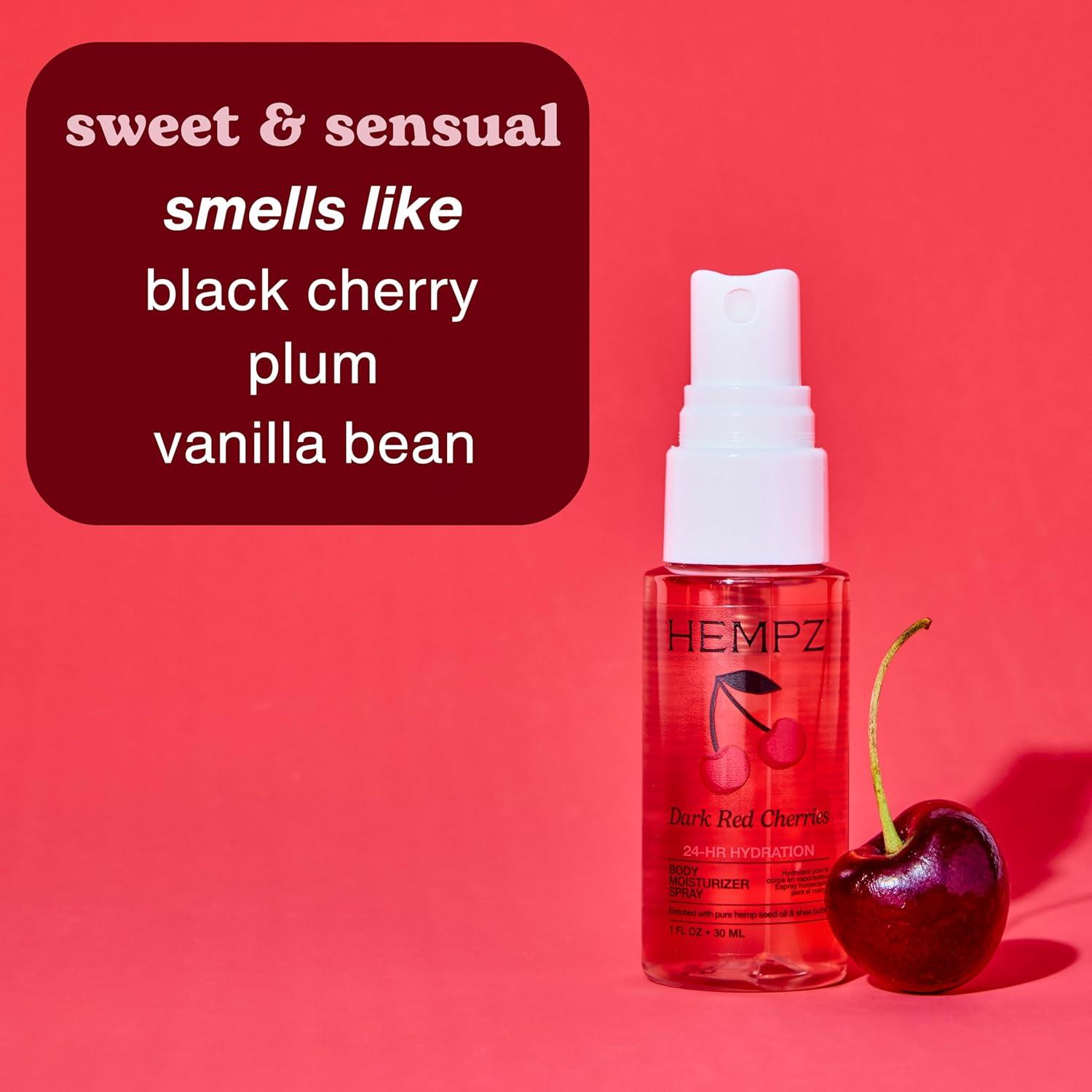 image:imageHempz Cherry Hydrating Mist Spray Dark Red Cherries lightweight fragrance Travel Size Moisturizer Beach Vacation Essential 1 floz
