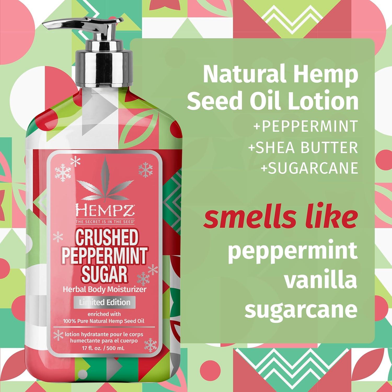 image:imageHempz Crushed Peppermint Sugar Body Lotion Moisturizer for men and women Holiday Gifts 17 ozCrushed Peppermint Sugar