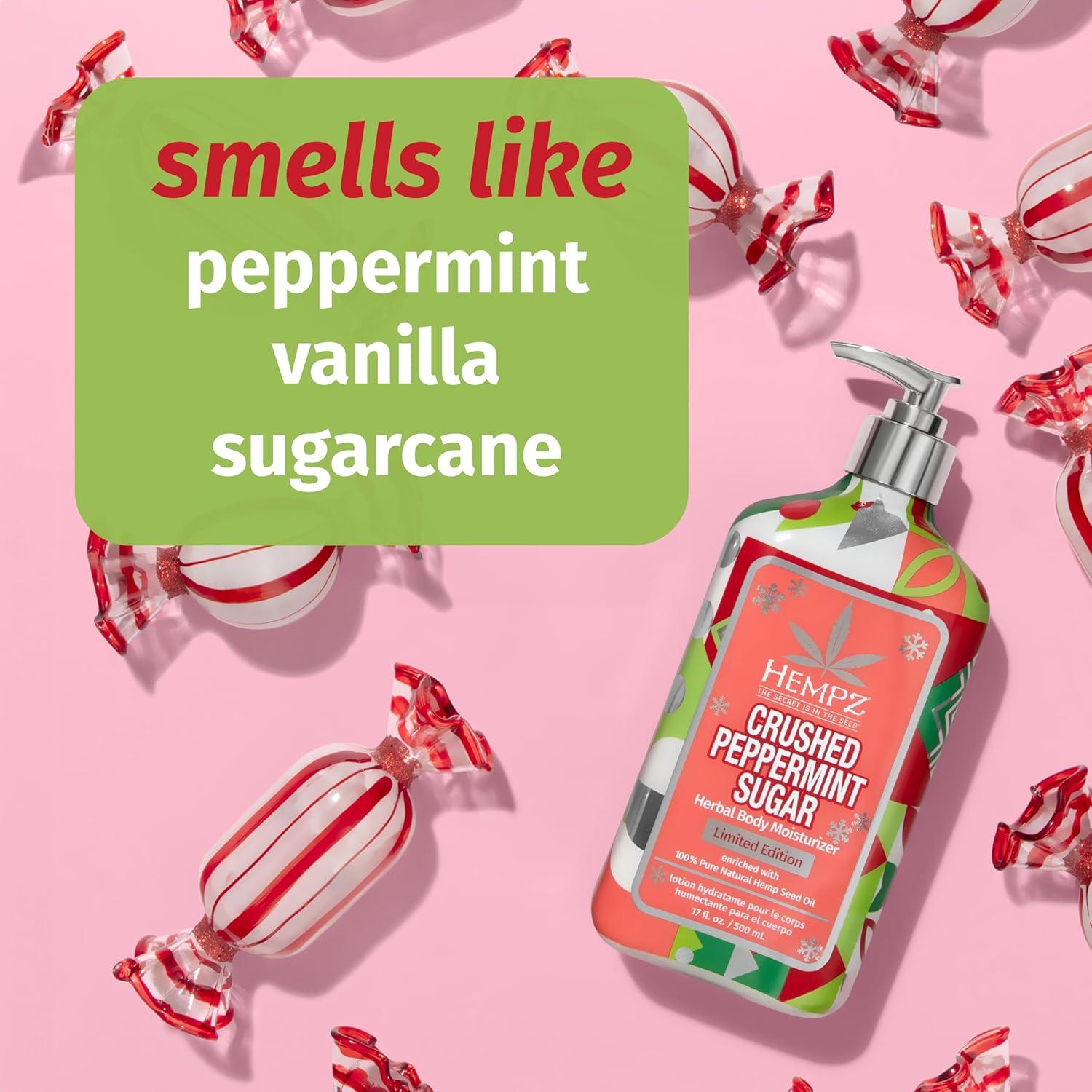 image:imageHempz Crushed Peppermint Sugar Body Lotion Moisturizer for men and women Holiday Gifts 17 ozCrushed Peppermint Sugar and Toasted Vanilla Caramel