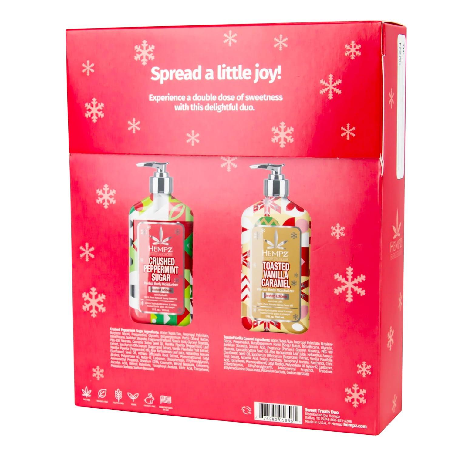 image:imageHempz Crushed Peppermint Sugar Body Lotion Moisturizer for men and women Holiday Gifts 17 ozCrushed Peppermint Sugar and Toasted Vanilla Caramel