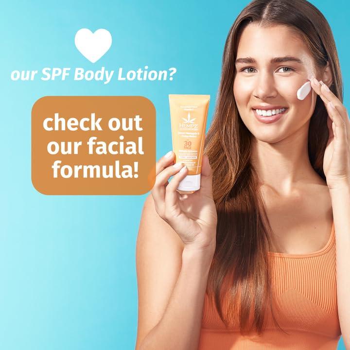 image:imageHempz Daily Body Sunscreen SPF 30 Sweet Pineapple and Honeymelon Reef Safe Vegan Dermatologist Tested 6 oz6 Fl Oz Pack of 2