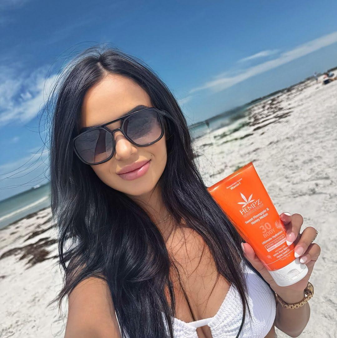 image:imageHempz Daily Body Sunscreen SPF 30 Sweet Pineapple and Honeymelon Reef Safe Vegan Dermatologist Tested 6 oz6 Fl Oz Pack of 2