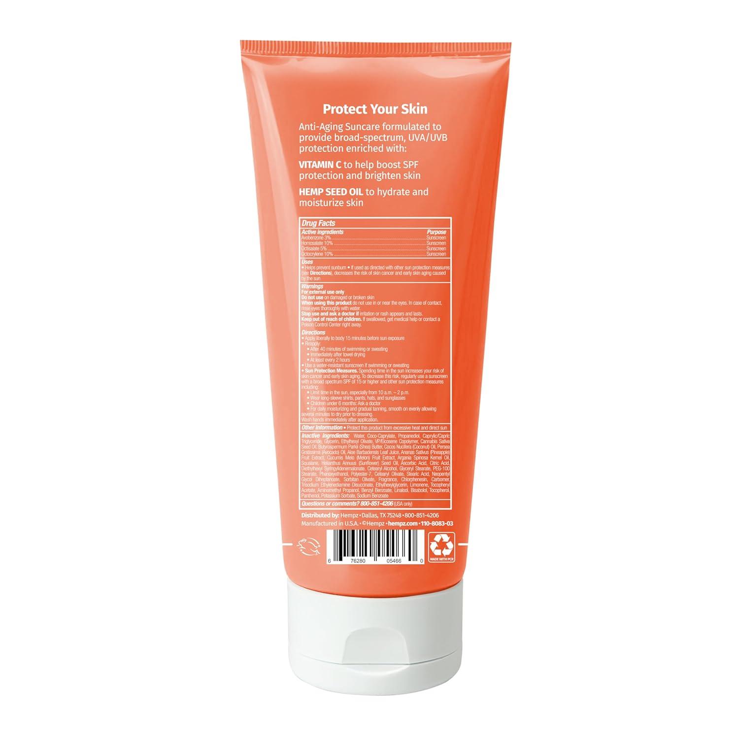 image:imageHempz Daily Body Sunscreen SPF 30 Sweet Pineapple and Honeymelon Reef Safe Vegan Dermatologist Tested 6 oz6 Fl Oz Pack of 2