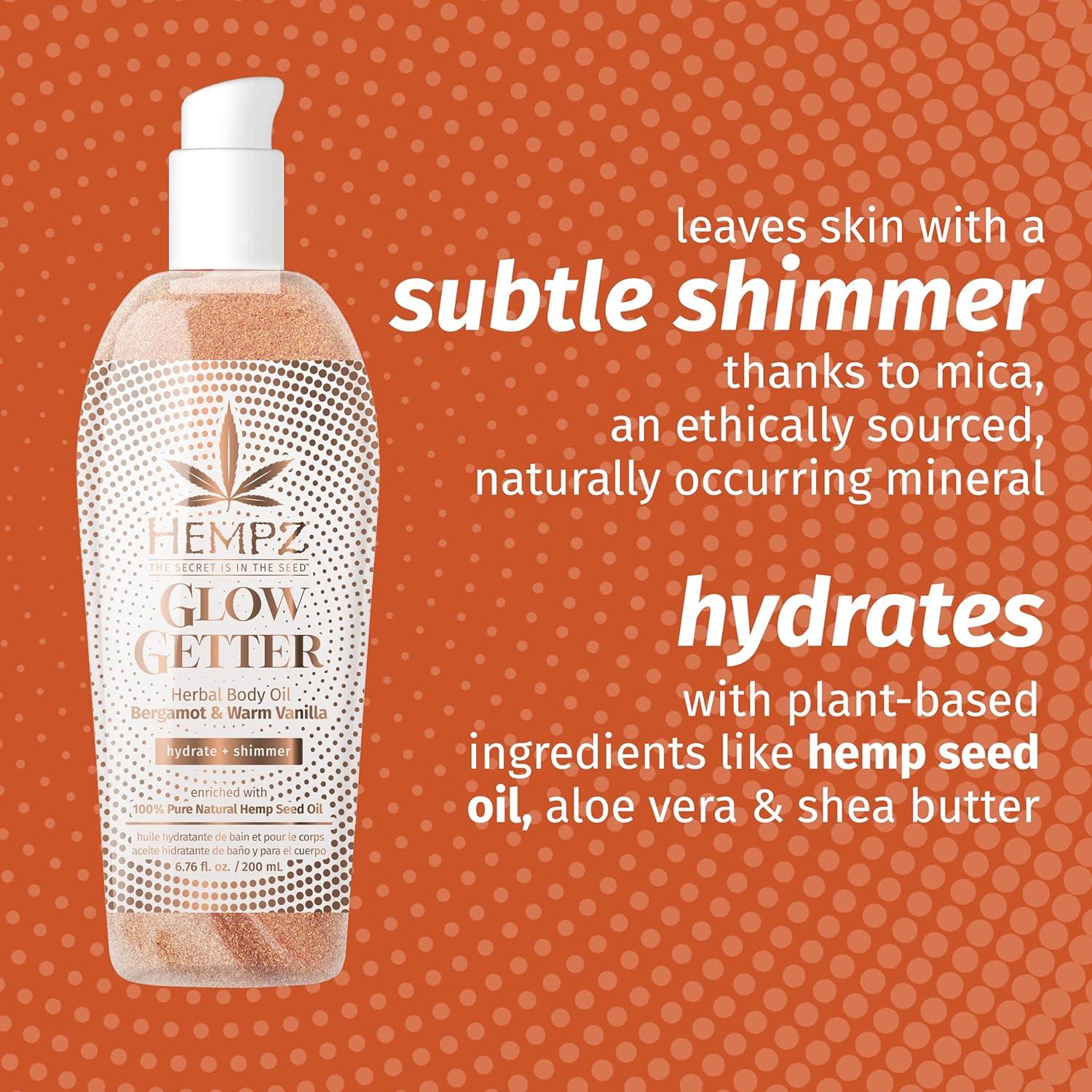 image:imageHempz Glow Getter Hydrating Body Oil with Shimmer 676 oz