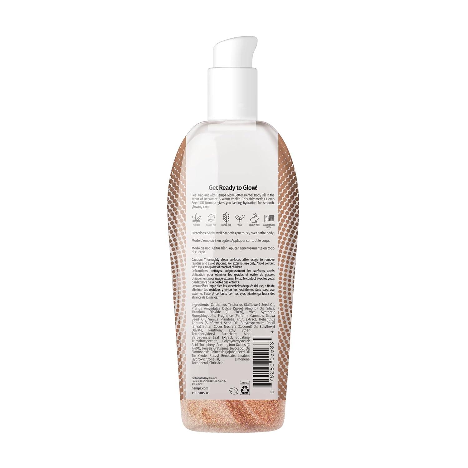 image:imageHempz Glow Getter Hydrating Body Oil with Shimmer 676 oz