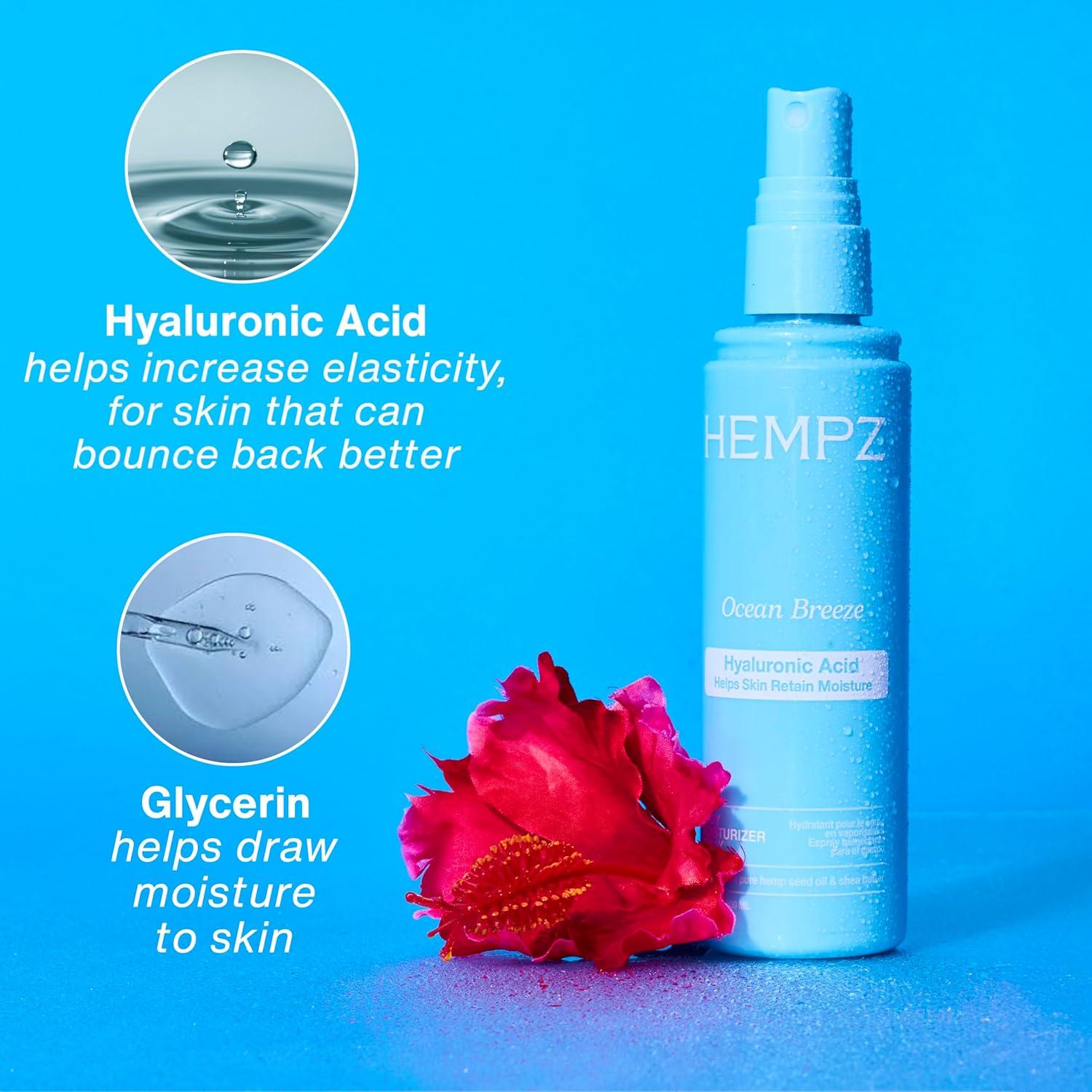 image:imageHempz Ocean Breeze Body Moisturizer Spray Hydrating Lightweight Mist with Hyaluronic Acid Travel Friendly 34 floz