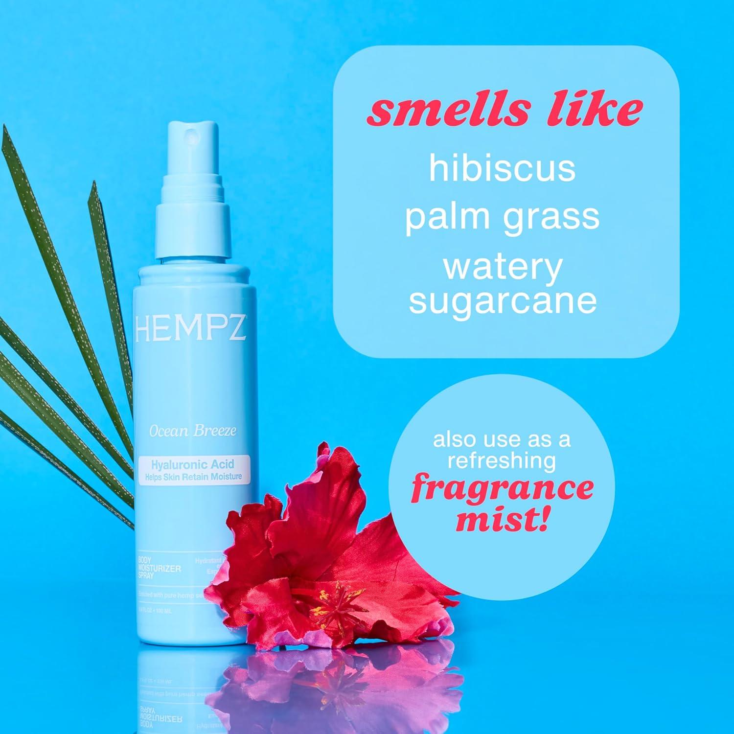 image:imageHempz Ocean Breeze Body Moisturizer Spray Hydrating Lightweight Mist with Hyaluronic Acid Travel Friendly 34 floz