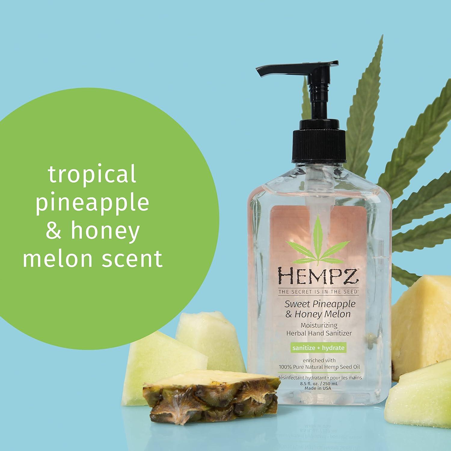 image:imageHempz Triple Moisture Herbal Moisturizing Hand Sanitizer 225 oz Scented Antibacterial Gel for Hands Kills 99 of Germs Grapefruit Fragranced Antiseptic with Skin HydrationSweet Pineapple Honey Melon