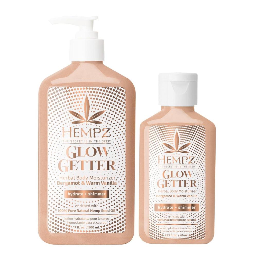 image:imageHempz Glow Getter Body Lotion Hydrating Moisturizer with Shimmer 17 oz Mini Glow Getter Herbal Body Moisturizer 225 oz