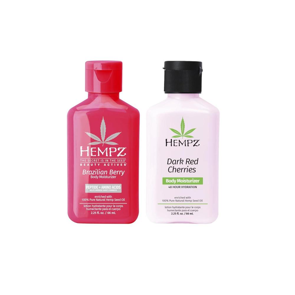 image:imageHempz Mini Dark Red Cherries Lotion Ultra Hydrating Moisturizer for Body Hands and Feet 225 oz Mini Brazilian Berry Beauty Actives Lotion Hydrating Moisturizer 225 oz