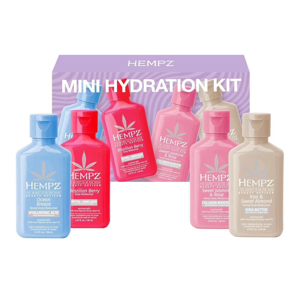 image:imageHempz Mini Moisturizer Set Hydrating Lotion Kit Beauty Actives 4 pack 225 oz