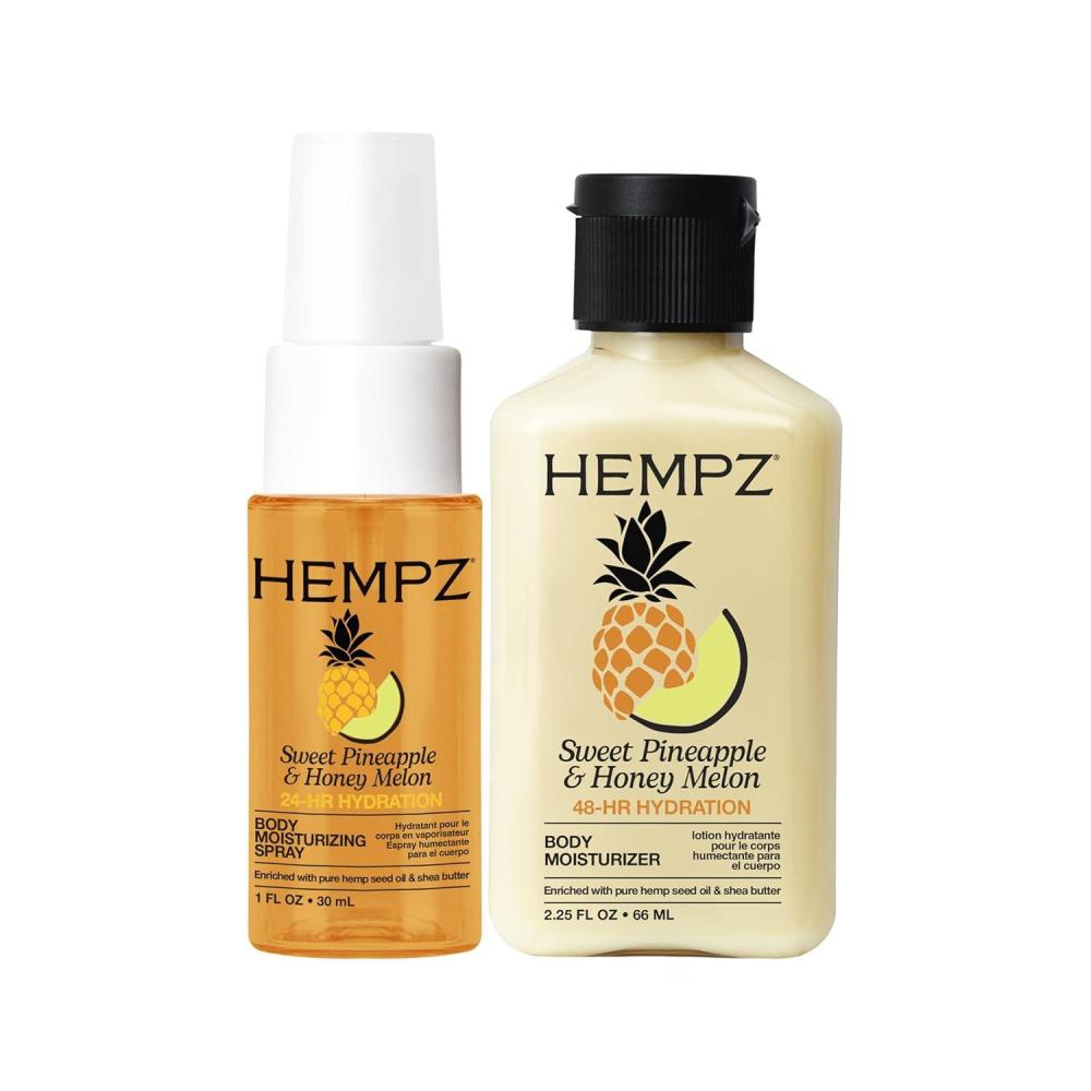image:imageHempz Sweet Pineapple amp Honey Melon Hydration On The Go Travel Size Bundle  Body Lotion 225 oz  Body Moisturizer Spray Hydrating Mist 1 floz