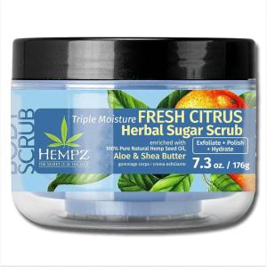 HEMPZ Triple Moisture Sugar Body Scrub – Grapefruit & Peach – All Natural Exfoliating Shea Butter, Sugar, and Salt – For Women, Men, and Teens – 7.3 fl oz(Grapefruit & Peach)