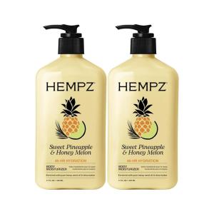 Hempz Body Lotion – Sweet Pineapple & Honey Melon + Coconut & Watermelon Daily Moisturizing Cream, Shea Butter, Aloe – Skin Care Products, Hemp Seed Oil – 17 fl oz, 2-Pack Bundle(Sweet Pineapple & Honey Melon)