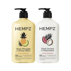 Hempz Body Lotion – Sweet Pineapple & Honey Melon + Coconut & Watermelon Daily Moisturizing Cream, Shea Butter, Aloe – Skin Care Products, Hemp Seed Oil – 17 fl oz, 2-Pack Bundle(Pineapple Melon + Coconut Watermelon)