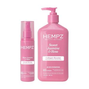 Hempz Sweet Jasmine & Rose Bundle – Body Lotion, 17 oz. + Body Moisturizer Spray, Hydrating Mist 1 fl.oz.