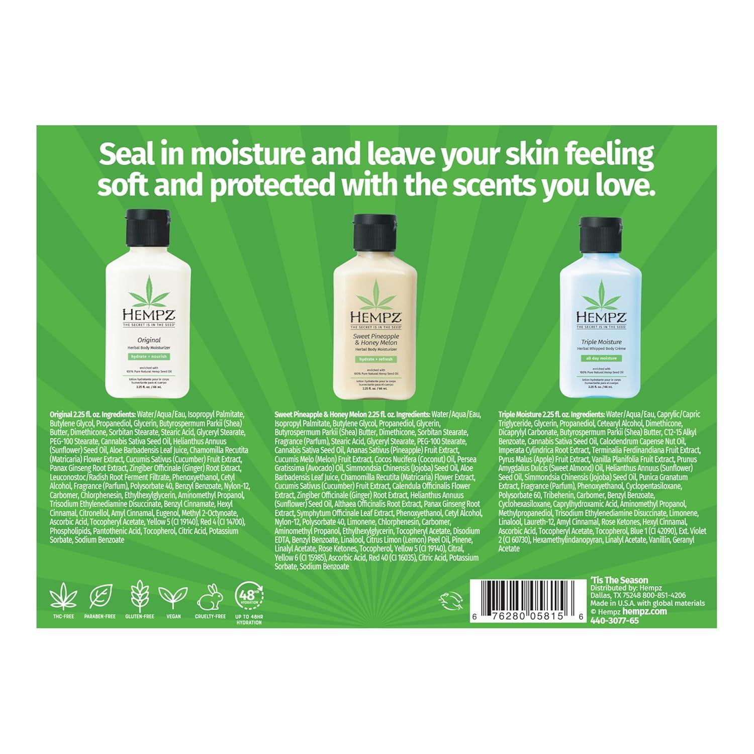 image:imageHempz Mini Lotion Gift Set Tis the Season 3 Pack Travel Size Body Moisturizer Limited Edition 225 oz each