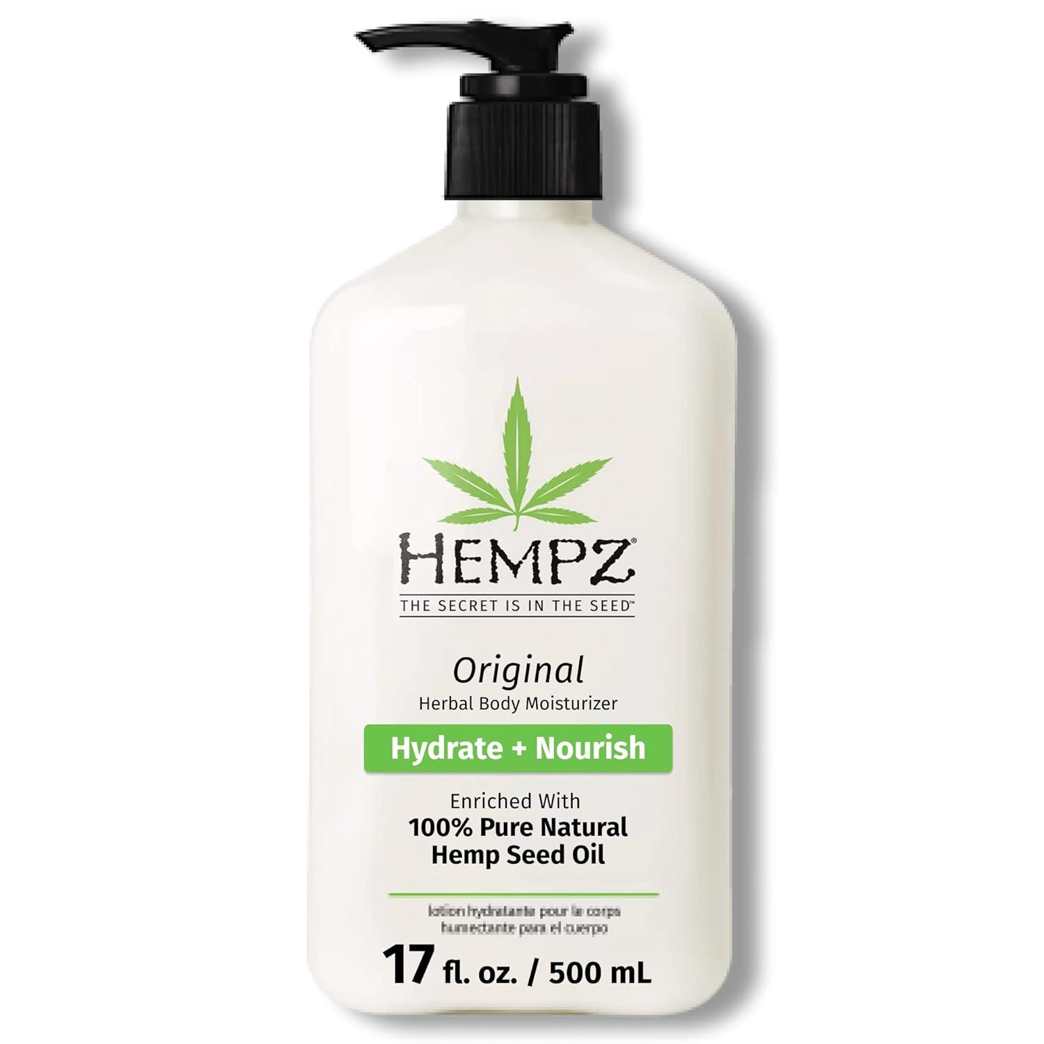 image:imageHempz Original Natural Hemp Seed Oil Body Moisturizer with Shea Butter and Ginseng amp Body Lotion Triple Moisture Grapefruit and Sparkling Peach Daily Moisturizing Cream 17oz