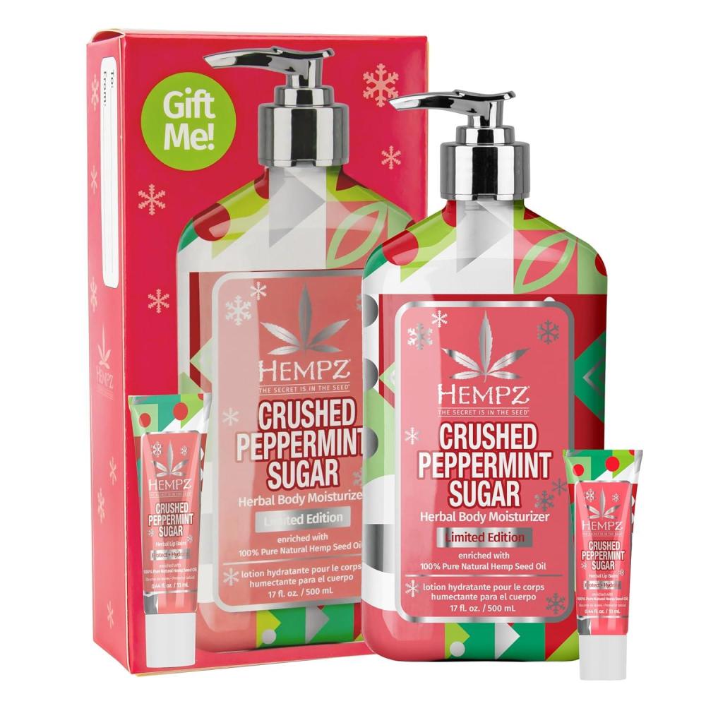 image:imageHempz Crushed Peppermint Sugar Gift Set Body Lotion and Lip Balm for Men amp Women