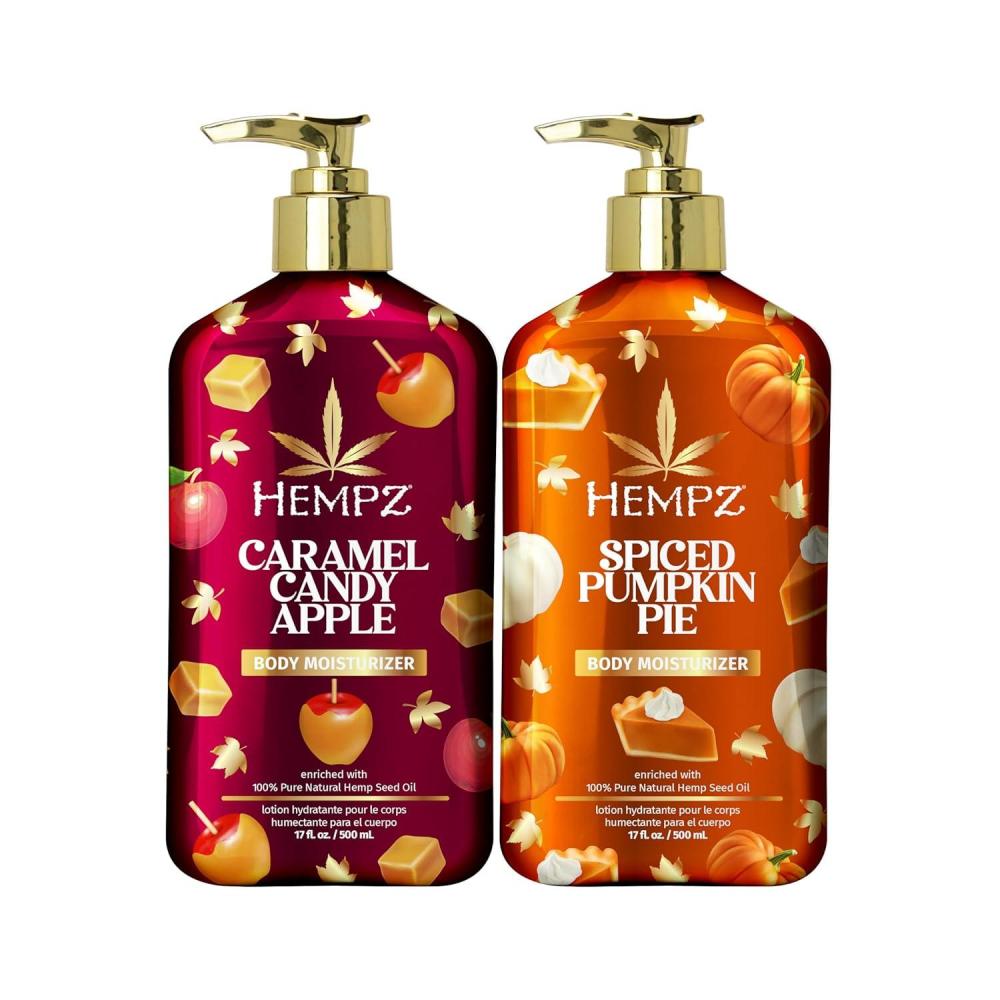 image:imageHempz Fall Body Lotion 2Pack Pumpkin Pie and Caramel Apple Moisturizer Hostess Gift Winter and Fall Body Care Routine 17 oz Duo