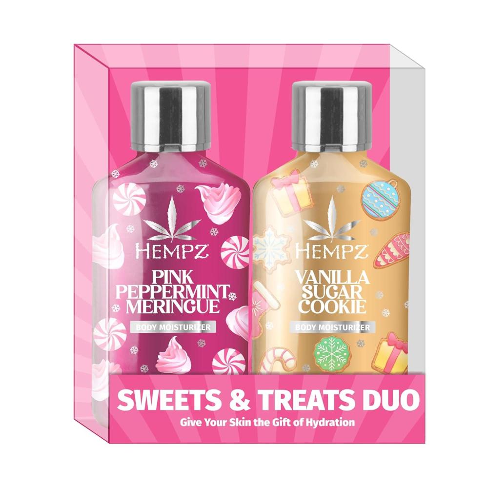 image:imageHempz Holiday Body Lotion 2Pack Pink Peppermint Meringue and Vanilla Frosted Sugar Cookie Moisturizer Fall and Winter Body Care Gift for Men amp Women 17 oz Duo225 Fl Oz Pack of 2
