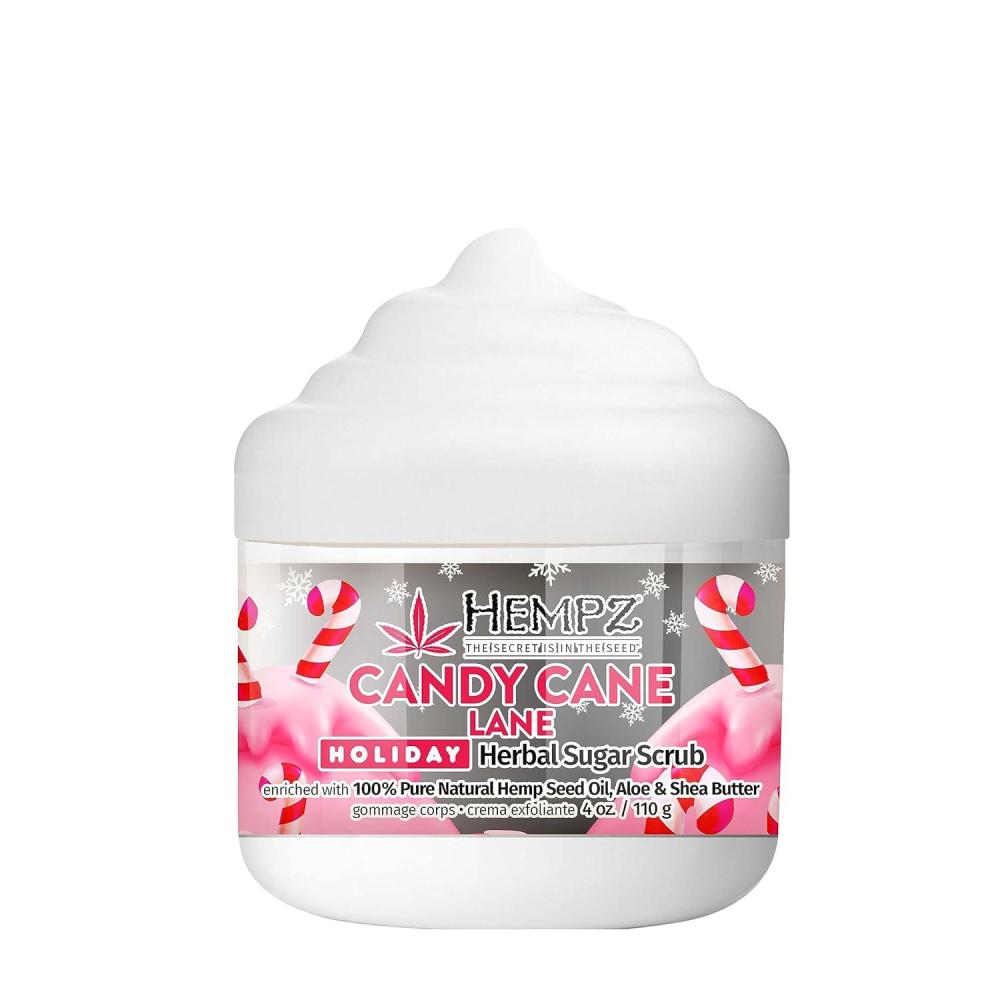 image:imageHempz Limited Edition Candy Cane Lane Exfoliating Body Scrub 4 Oz Yummy Holiday Scented Sugar Body Scrub for Shower amp Bath Cozy Candy Cane Scented Sugar Scrub Exfoliant for Women amp MenBody Scrub