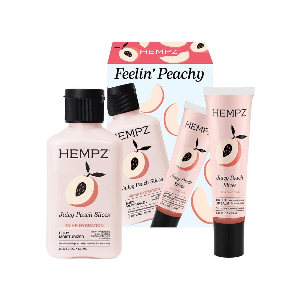 image:imageHempz NEW Mini Peach Body Lotion and Lip Balm Set Feelin Peachy 2 pack kit