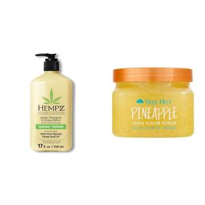Hempz 17oz Body Lotion & Tree Hut 18oz Pineapple Sugar Scrub