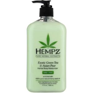 Hempz Body Moisturizer Green Tea and Asian Pear 17 Ounce Pump (500ml) (Pack of 3)