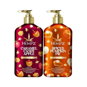 Hempz Fall Body Lotion 2-Pack, Pumpkin Pie and Caramel Apple Moisturizer, Hostess Gift, Winter and Fall Body Care Routine, 17 oz Duo