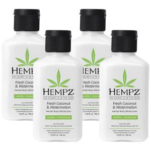 Hempz Herbal Body Moisturizer, Pearl White, Fresh Coconut/Watermelon, 2.25 Ounce (Pack of 4)