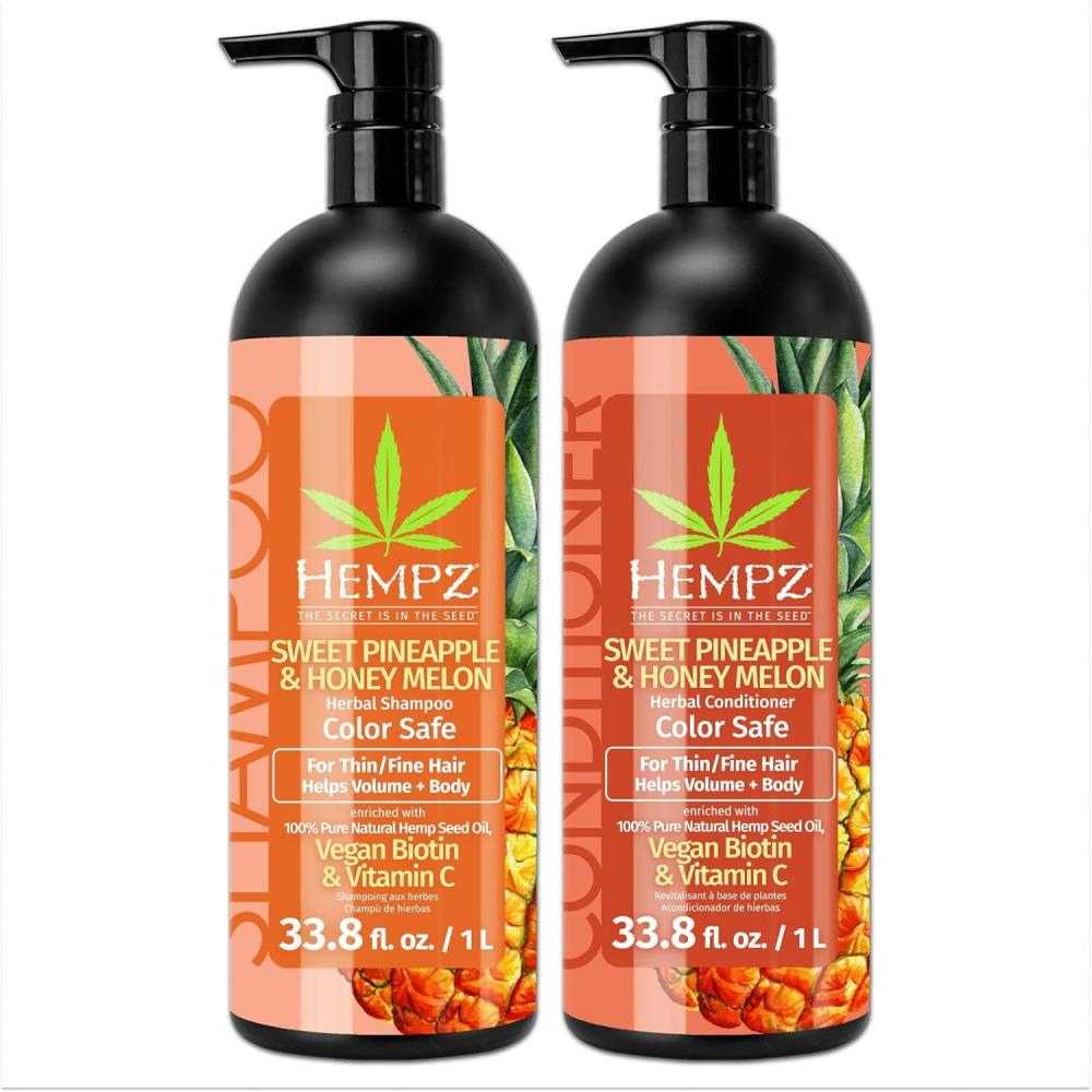 image:imageHEMPZ Shampoo amp Conditioner Set Original Floral amp Banana Scent for Dry Damaged Color Treated Hair Hydrating Softening Moisturizing Vegan Biotin for All Hair Types Duo Set 338 fl ozSweet Pineapple Honey Melon