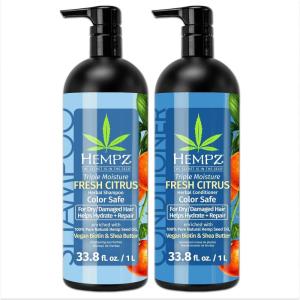 HEMPZ Shampoo & Conditioner Set – Original Floral & Banana Scent for Dry, Damaged, Color Treated Hair – Hydrating, Softening, Moisturizing Vegan Biotin for All Hair Types Duo Set – 33.8 fl oz(Peach Grapfruit)