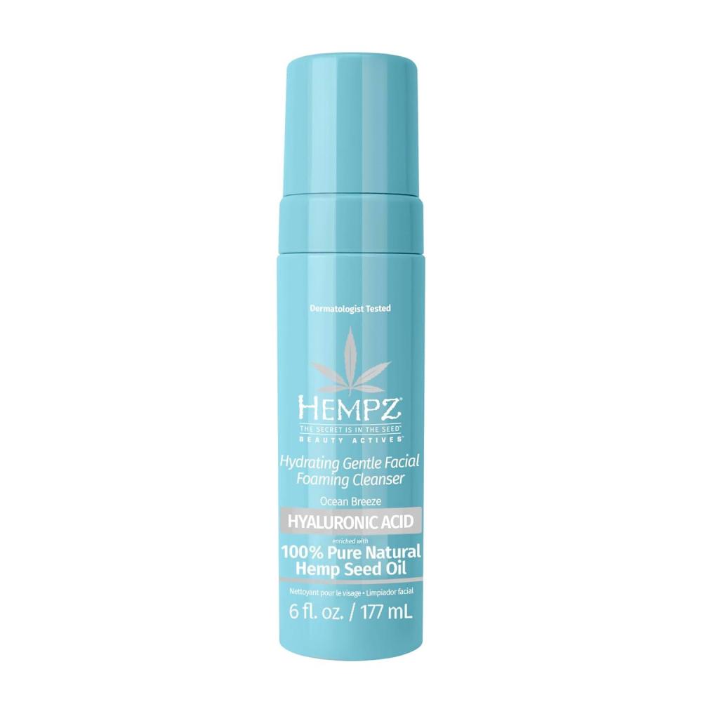 image:imageHempz Ocean Breeze Hydrating Gentle Facial Foaming Cleanser with Hyaluronic Acid Refreshingly Scented Moisturizing Foam Face Wash for Extremely Dry Oily or Sensitive Skin for Women or Men 6 Oz
