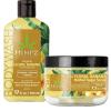 Hempz Original Floral Banana Sugar Body Scrub (7.3 Oz) & Body Wash (17 Oz) – Natural Anti-Aging Exfoliating Shea Butter, Sugar, & Salt Scrub, Plus Exfoliating Body Wash – For Women, Men, & Teens