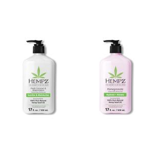 Hempz Body Lotion Bundle – Fresh Coconut & Watermelon Daily Moisturizer and Pomegranate Bright Citrus Cream – 17 oz