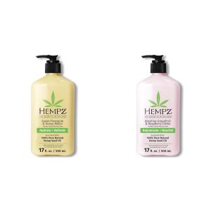 Hempz Body Lotions – Sweet Pineapple and Honey Melon 17oz & Grapefruit and Raspberry Crème Daily Moisturizing Creams
