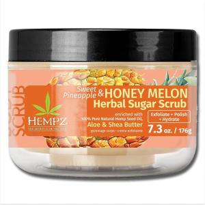 HEMPZ Sugar Body Scrub – Fragrance Free – All Natural Exfoliating Shea Butter, Sugar, and Salt – For Women, Men, and Teens – 7.3 fl oz(Pineapple & Honey Melon)