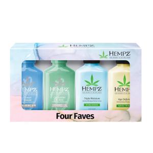 Hempz Fresh Four – Hydrating Body & Hand Lotion (4-Pack), Travel Size 2.25 Oz Each – Perfect for On-the-Go Moisturizer For Women, Featuring 4 Mini Lotions For Travel
