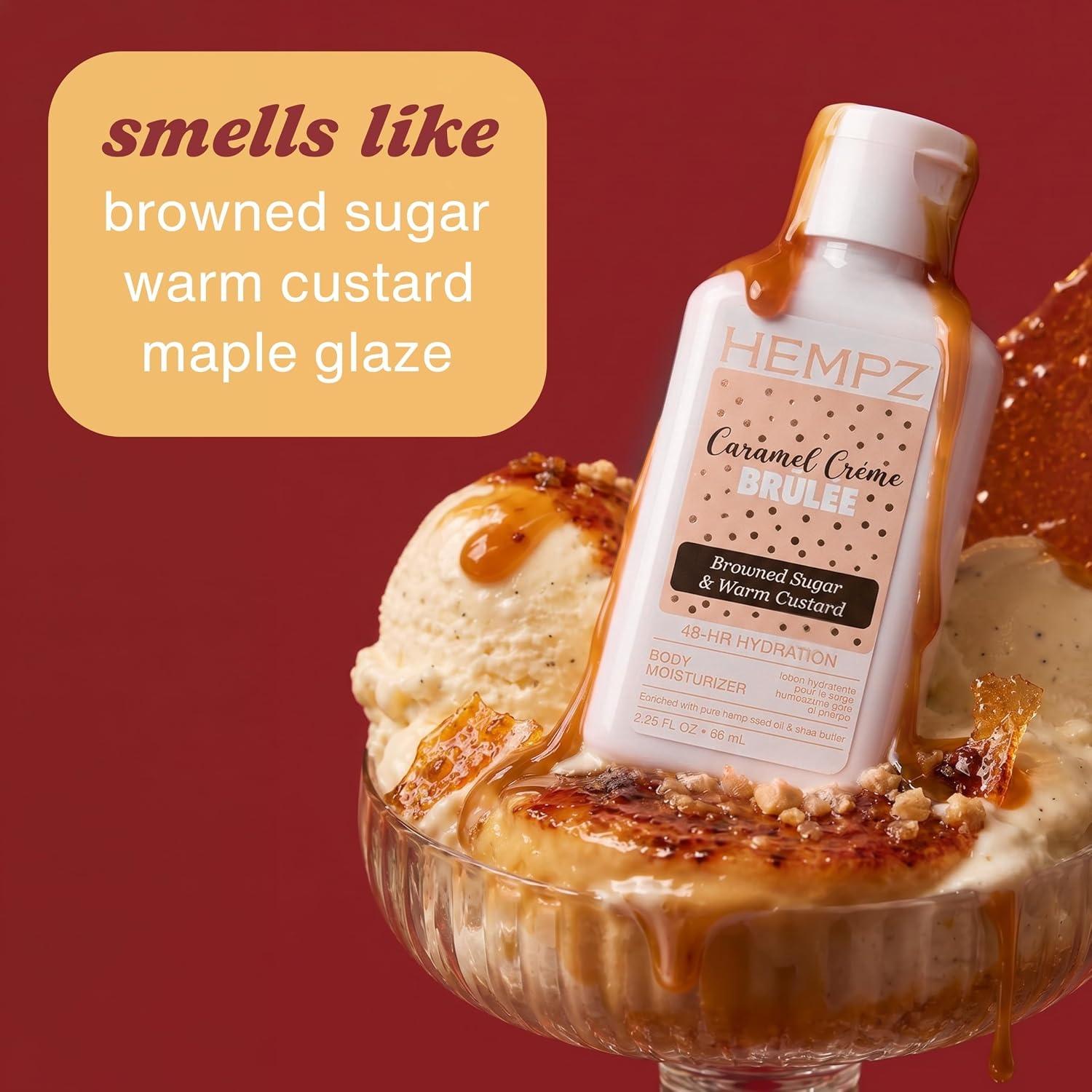 image:imageHempz Caramel Crme Brulee Body Lotion Vanilla Caramel Scented Hydrating Lotion for Dry Skin with Hemp Seed Oil amp Shea Butter Travel Size 225 fl oz17 Fl Oz Pack of 1