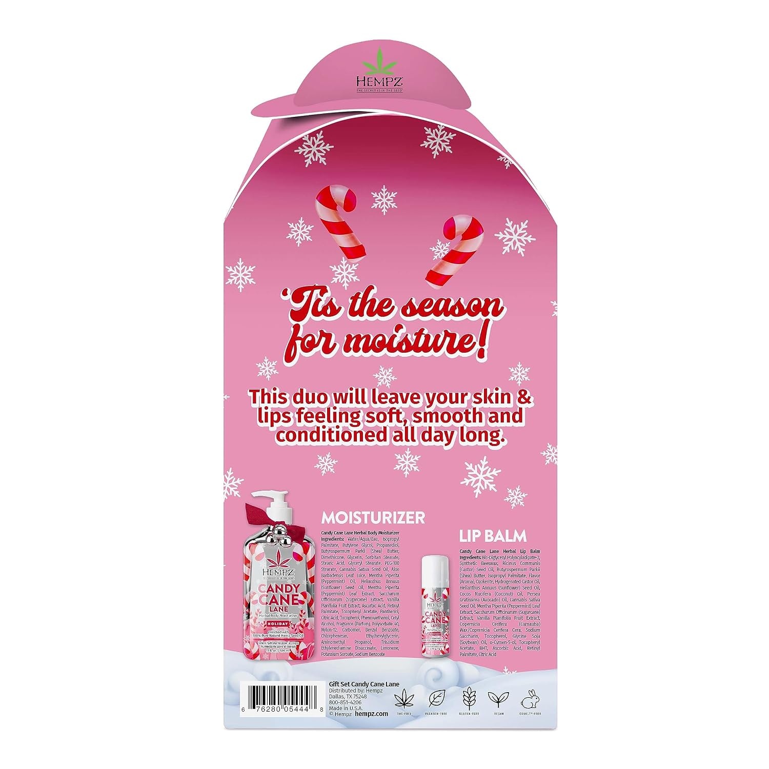 image:imageHempz Holiday Gift Set Candy Cane Lane Moisturizer 17 Oz amp Lip Balm 44 Oz Holiday Moisturizing Lip Balm amp Hydrating Lotion Skin Care Gift Set for Women amp Men for Combatting Dry Lips amp SkinCandy Cane Lane