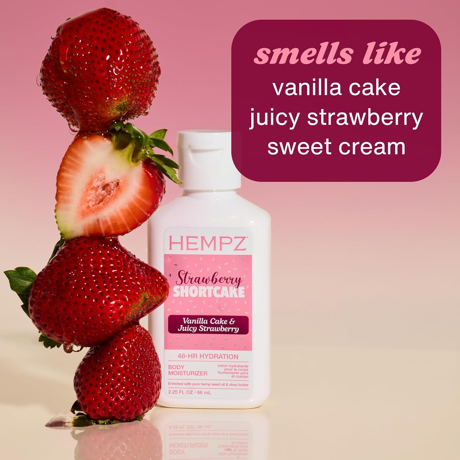 image:imageHempz Strawberry Shortcake Body Lotion Sweet Strawberry Scented Hydrating Lotion for Dry Skin with Hemp Seed Oil amp Shea Butter Travel Size 225 fl oz
