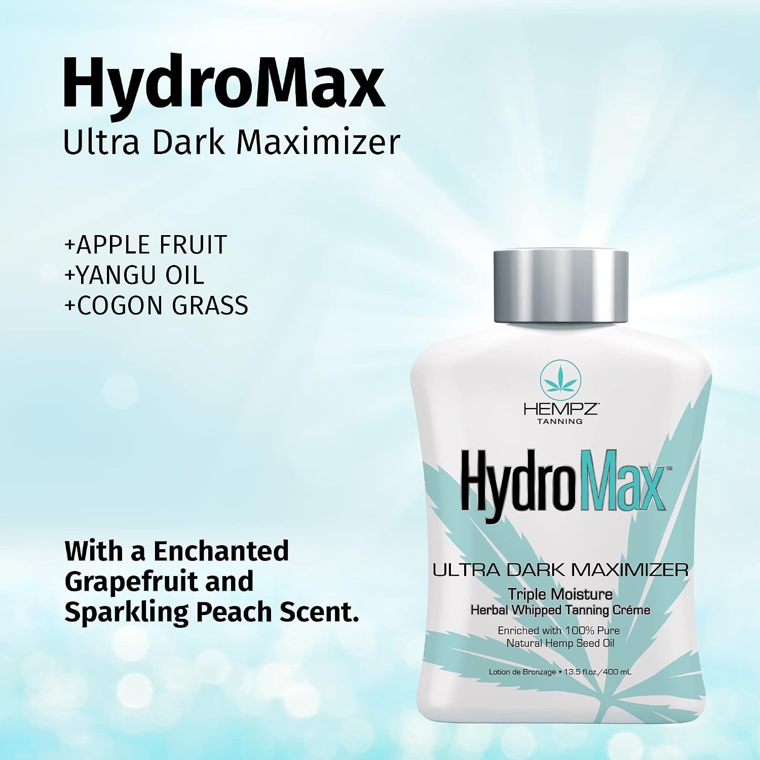 image:imageHEMPZ Hydromax Maximizer Herbal Moisturizing Self Tanning Lotion for Tanning Beds Beach Sun 135 Fl OZ
